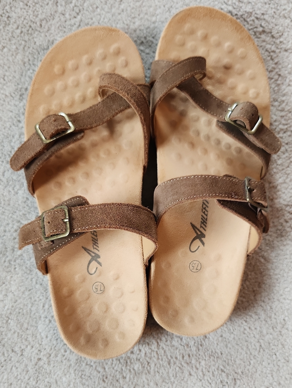Athlefit Women's Orthopedic Sandal with Arch Support Adjustable Slip On Open Toe